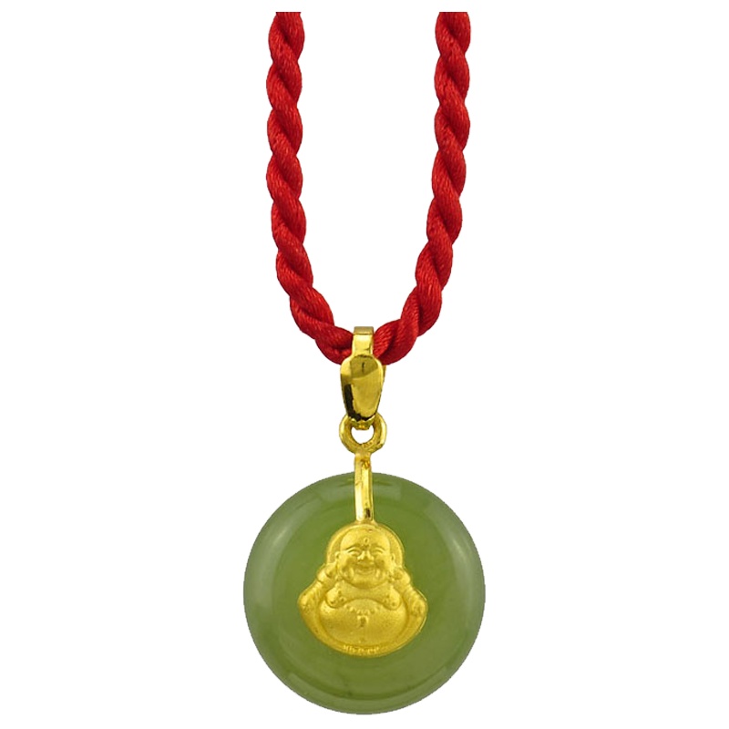 梦克拉 Mkela 足金镶和田玉吊坠 金玉佛 玉石吊坠 和田玉 油青 其他国内证书 金镶玉吊坠