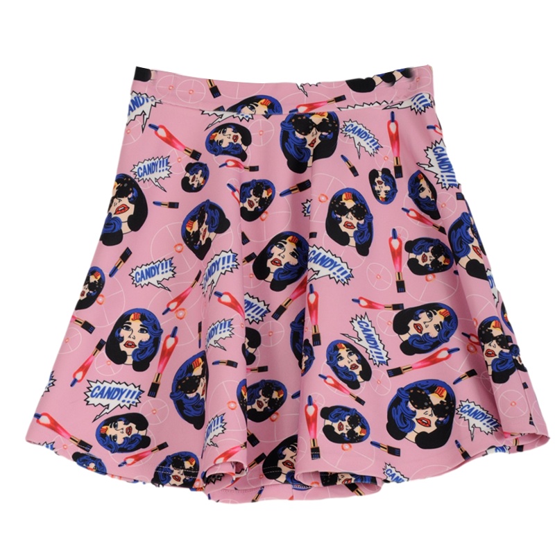 拉夏贝尔专柜同款趣味印花显瘦百搭休闲半身裙