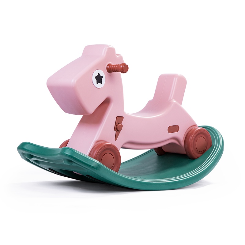 澳乐小木马儿童摇马两用摇摇马婴儿幼儿宝宝玩具一周岁礼物摇椅车 多功能二合一摇马-天湖蓝