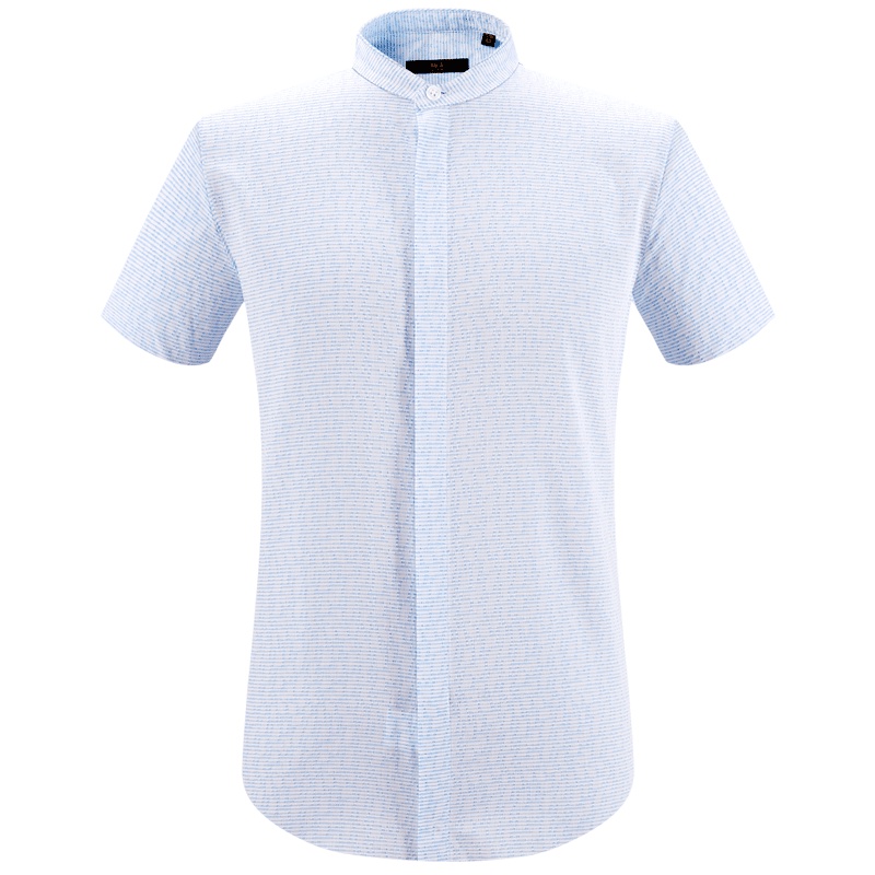 HLA海澜之家提花条纹休闲衬衫透气短袖衬衫男HNECJ2E138A