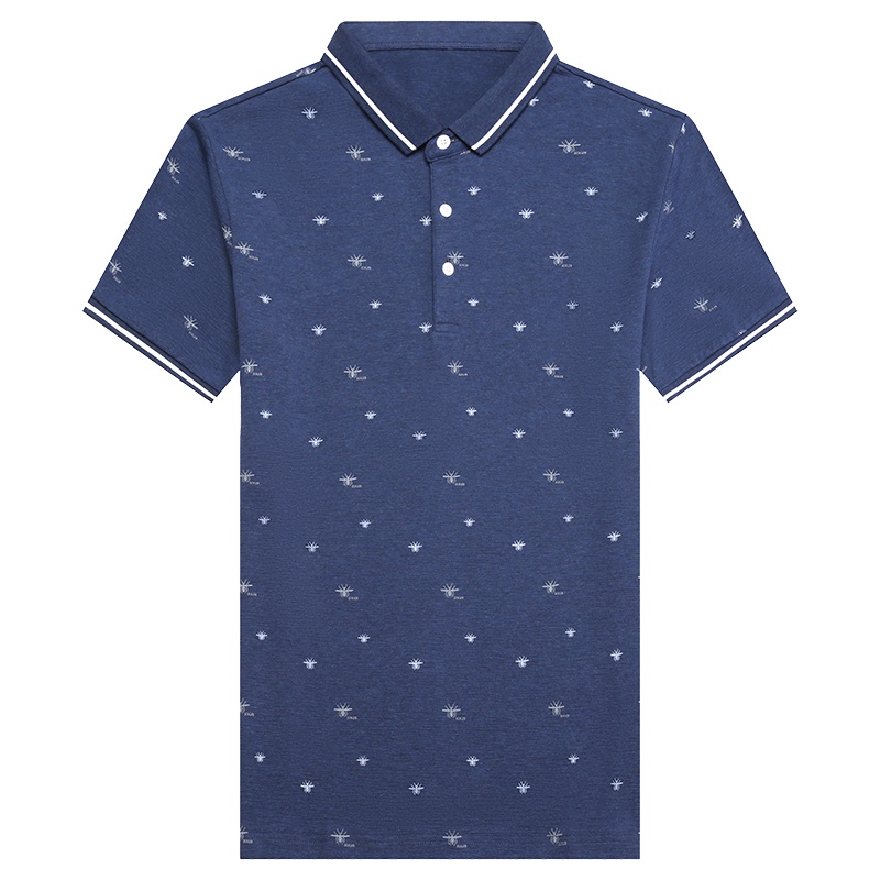 卡帝乐鳄鱼短袖T恤男印花翻领Polo衫中年宽松男体恤BAB9062