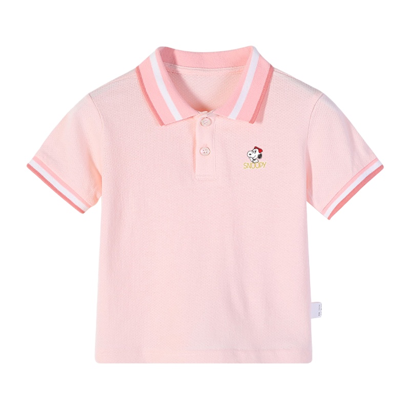 史努比儿童t恤女童短袖2021新款夏装潮中童薄款打底衫纯色POLO衫80cm-140cm