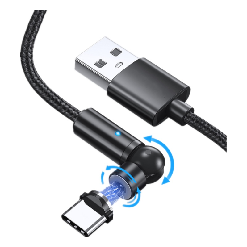 Type-c球形旋转磁吸手机充电线数据线支持手机平板车载快充网红款适用华为小米三星oppo vivo 黑色