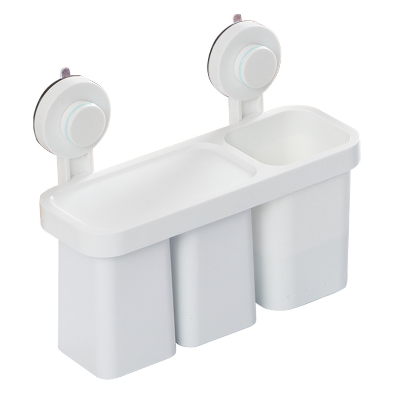 茶花牙刷架卫生间壁挂浴室置物架免打孔洗手间毛巾厕所收纳架粘贴壁挂架[卡乐无痕牙刷架25.6*10.3*21.4]