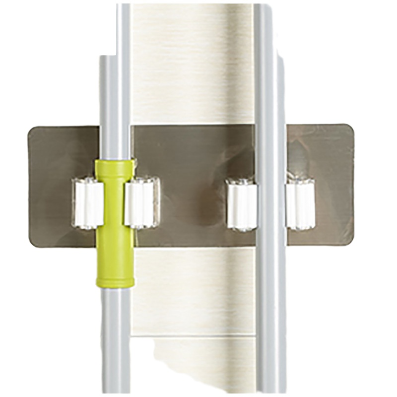 封后魔力贴拖布挂钩强力扫把收纳夹拖把架粘钩免钉拖把夹晾衣杆卡座 双扣1个装颜色随机