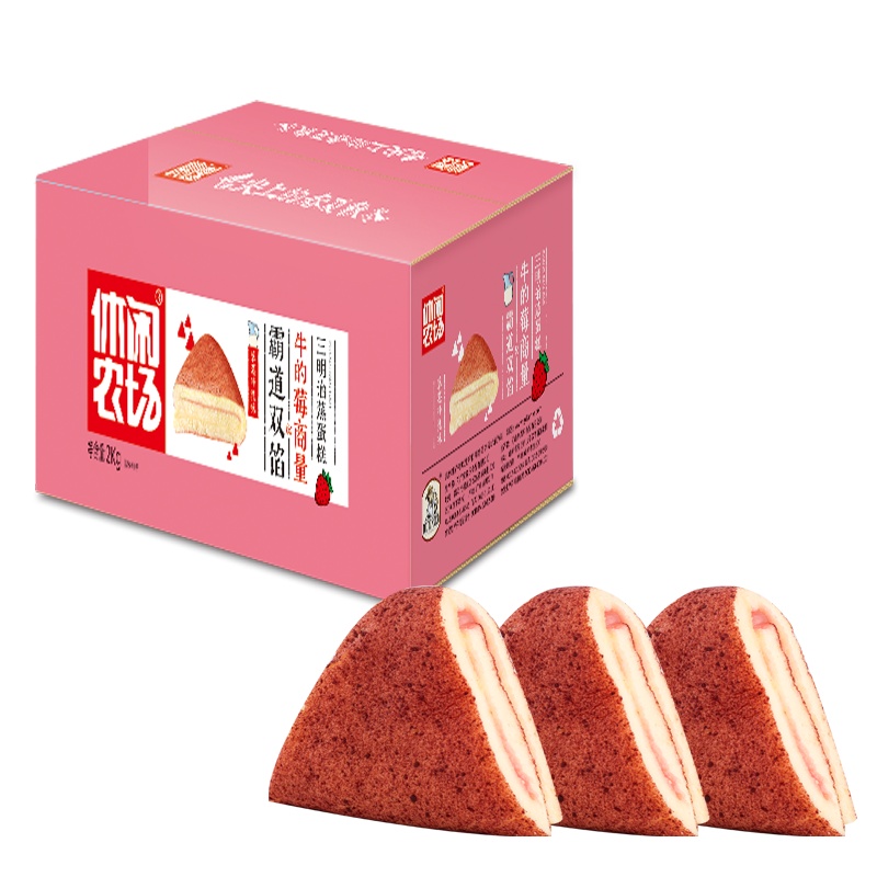 休闲农场三明治蒸蛋糕草莓味680g*1 苏宁自营零食营养代餐夹心毛巾卷休闲零食整箱整箱早餐面包蛋糕卷网红宿舍耐吃小零食