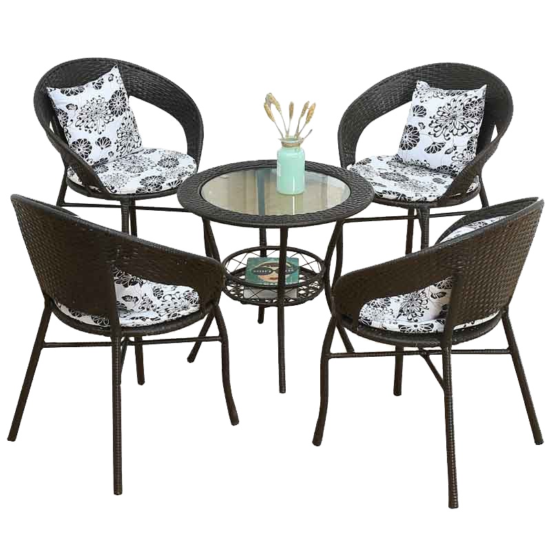 HiBoss藤桌圆形桌藤桌椅洽谈休闲桌椅