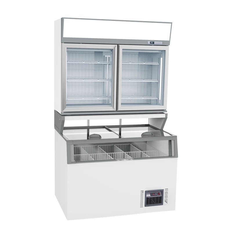 西科TD-125 子母柜(上下冷冻) 透明玻璃风冷大容量点菜柜 商超麻辣烫烧烤店店立式展示柜