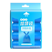 山山 垃圾袋背心式手提家用厨房卫生间蓝色加厚一次性