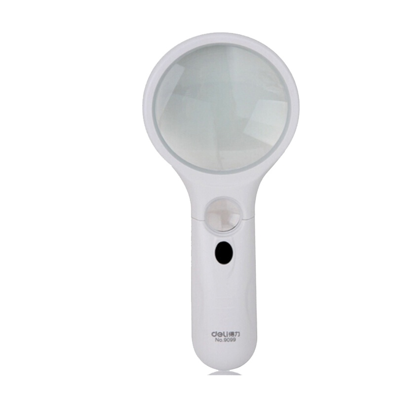 得力(deli)led放大镜9099 带灯 手持式 老年人阅读高清儿童学生用便携放大镜