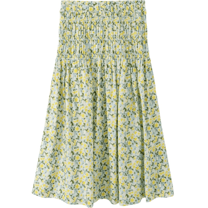 OtherMix碎花褶皱半身裙女2021年夏季新款设计感薄款高腰a字裙子