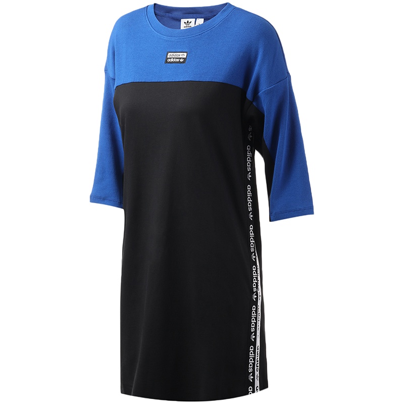 adidas阿迪达斯三叶草女装运动休闲双重LOGO圆领连衣裙FL0035
