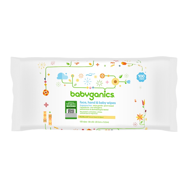 甘尼克宝贝 BabyGanicsTM 婴儿手脸屁屁清洁柔湿巾护肤专用 无香型 100抽