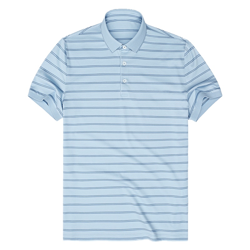 布先生新款桑蚕丝短袖T恤 男士短袖带领t恤条纹t恤男AT10559