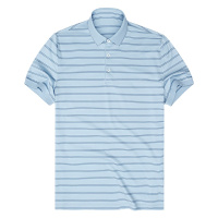 布先生新款桑蚕丝短袖T恤 男士短袖带领t恤条纹t恤男AT10559