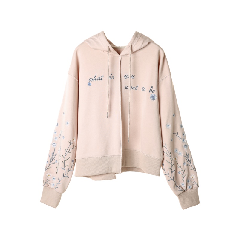 裂帛连帽刺绣卫衣新款春装抽绳宽松落肩袖长袖少套头上衣