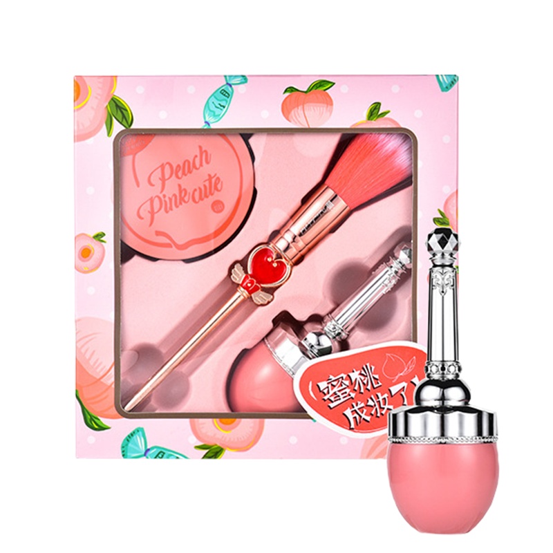 xixi 水蜜桃三件套网红礼物套盒少女心套装粉色刷子散粉腮红