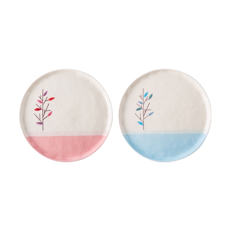 格拉小树林8.3英寸护边盘两只装浅蓝+粉色