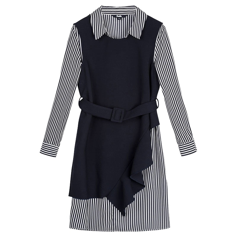 上新拉夏贝尔Puella秋冬新款韩版时尚雪纺中长两件套连衣裙女20011659