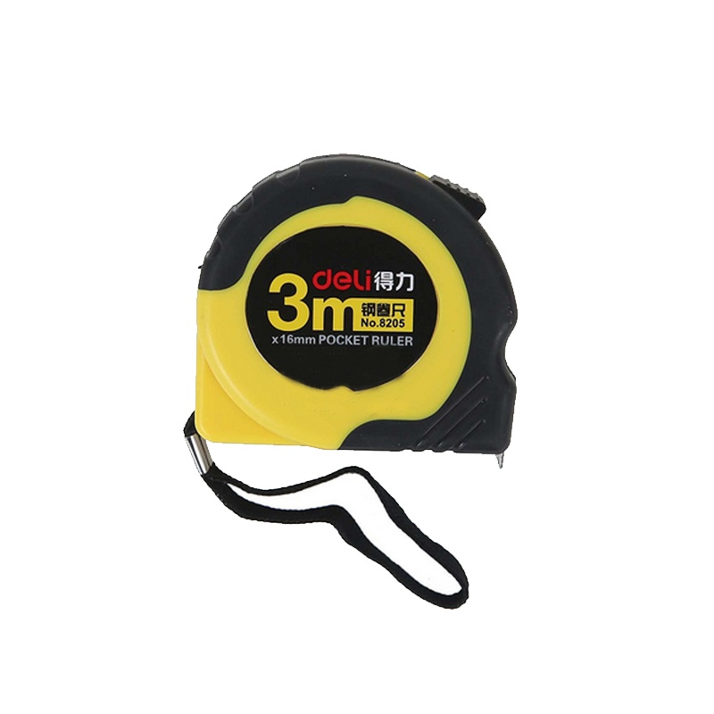 得力(deli)8205 卷尺钢卷尺子卷尺 伸缩尺子测量尺 抗摔包胶3m(黄)