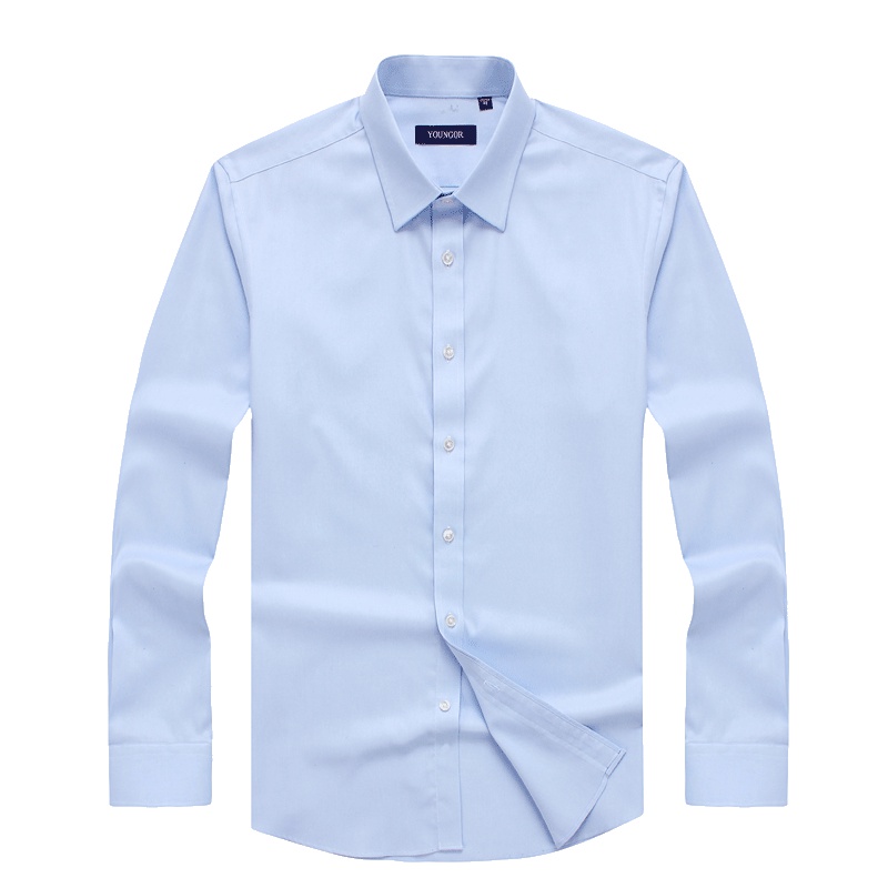 Youngor/雅戈尔秋季新品男士商务正装蓝色DP免烫长袖衬衫132IJY