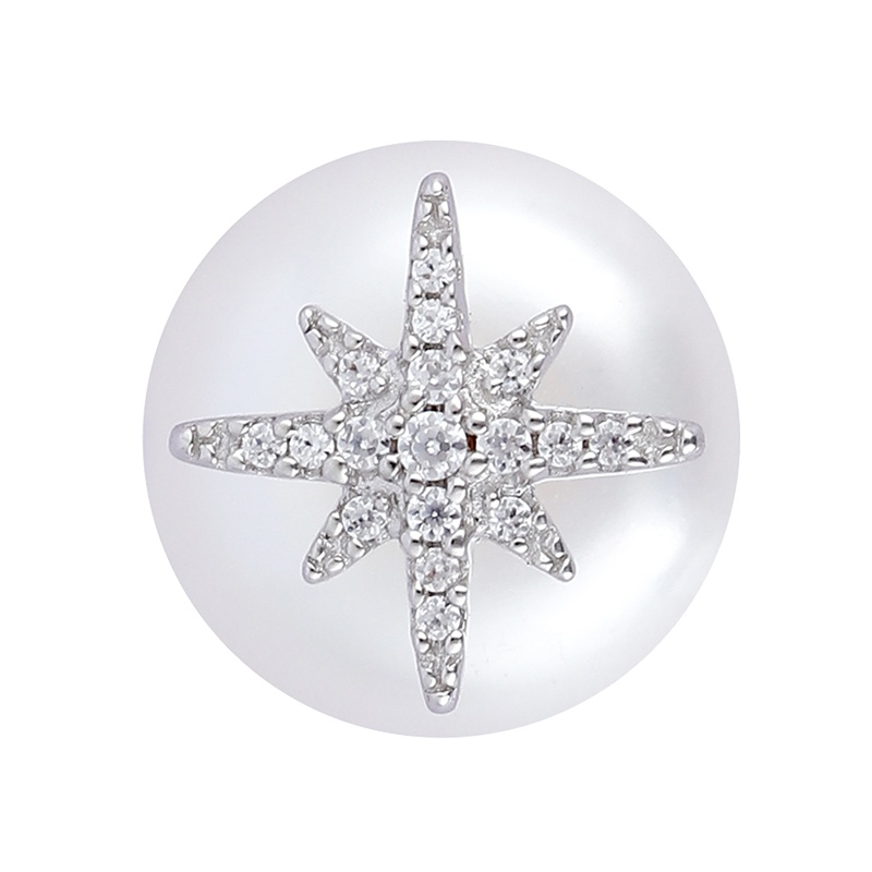 APM Monaco单只银镶晶钻流星耳钉淡水珍珠耳环耳饰女时尚