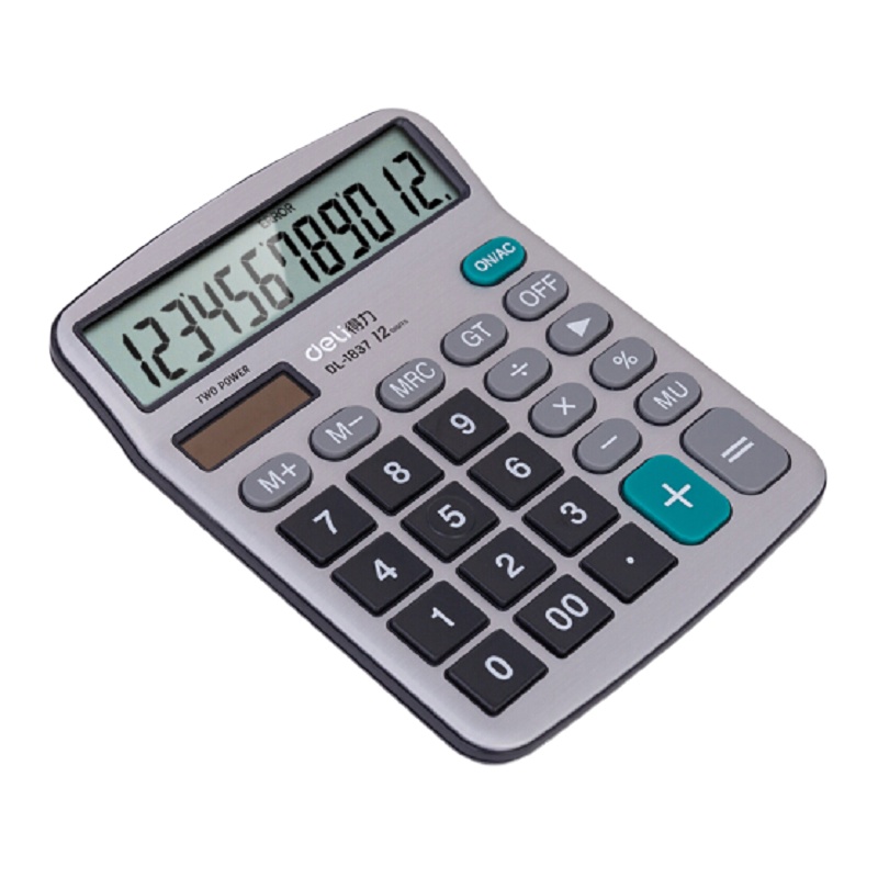得力(deli)1837计算器 12位太阳能双重电源 金属面板 超薄型 单个