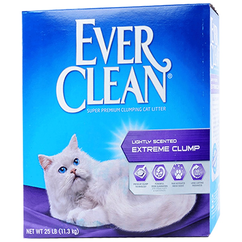 Ever Clean/蓝钻紫标猫砂清香杀菌膨润土结团沙25磅无尘
