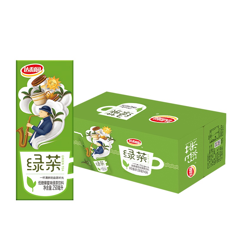 达利园 蜂蜜绿茶低糖蜂蜜味绿茶饮料 250ml*24包