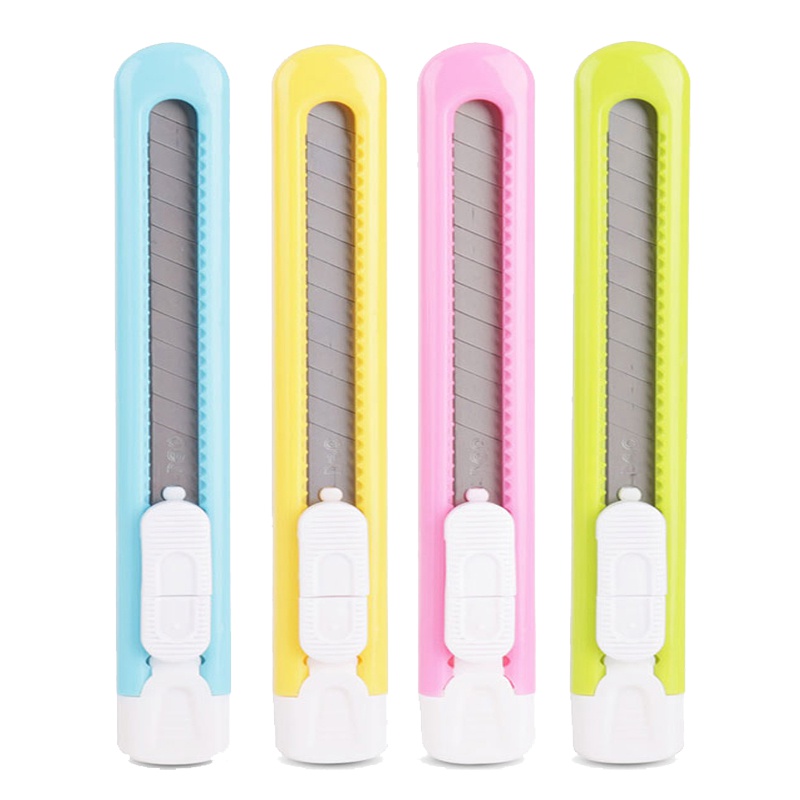 得力(deli)2054小号美工刀10把 切纸刀 工具刀 糖果色裁纸刀 办公文具用品 颜色随机