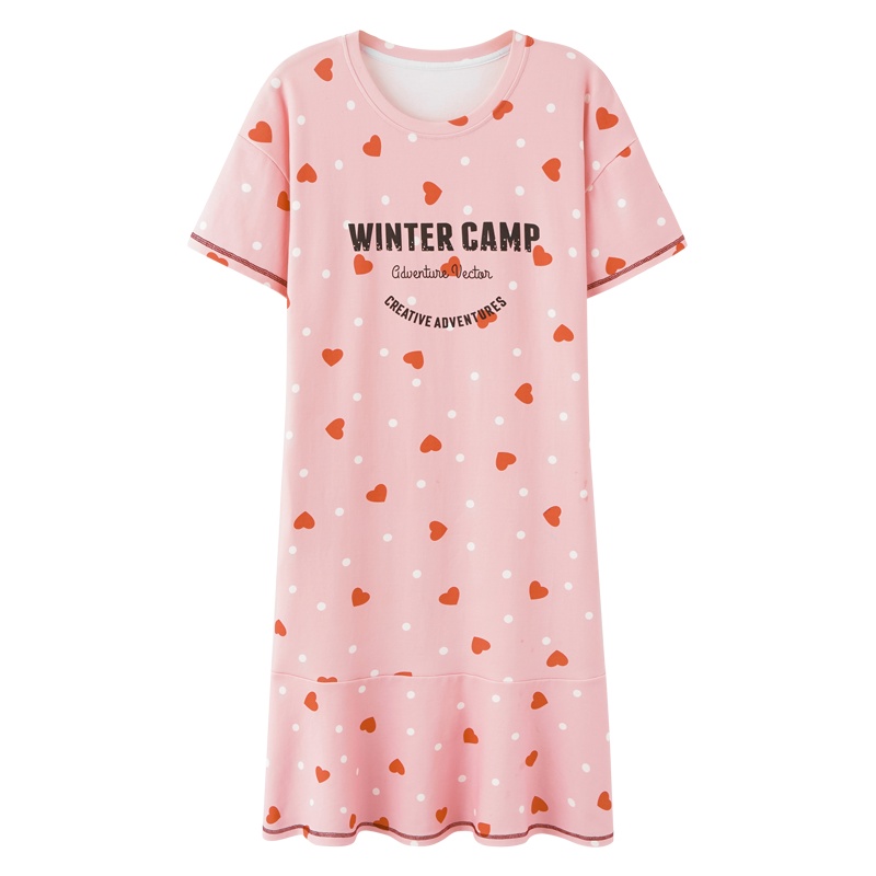 浪莎纯棉睡裙女100%棉睡衣女学生甜美可爱韩版宽松中长过膝家居服