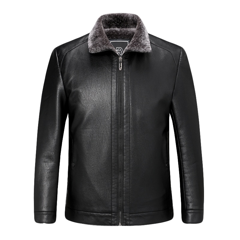 免费试穿 海宁真皮加绒加厚皮衣男真皮山羊皮翻领皮毛一体春秋装中老年爸爸外套皮夹克2024冬装新款轻奢皮草真皮大码外套男装