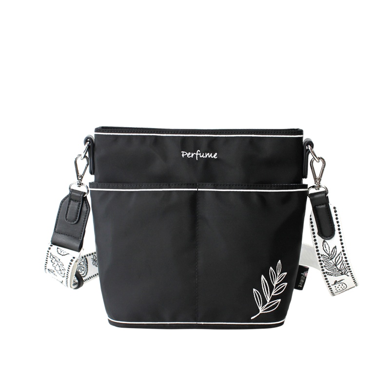 花间公主香水单肩斜挎刺绣防水文艺提花防泼水小水桶尼龙帆布女包