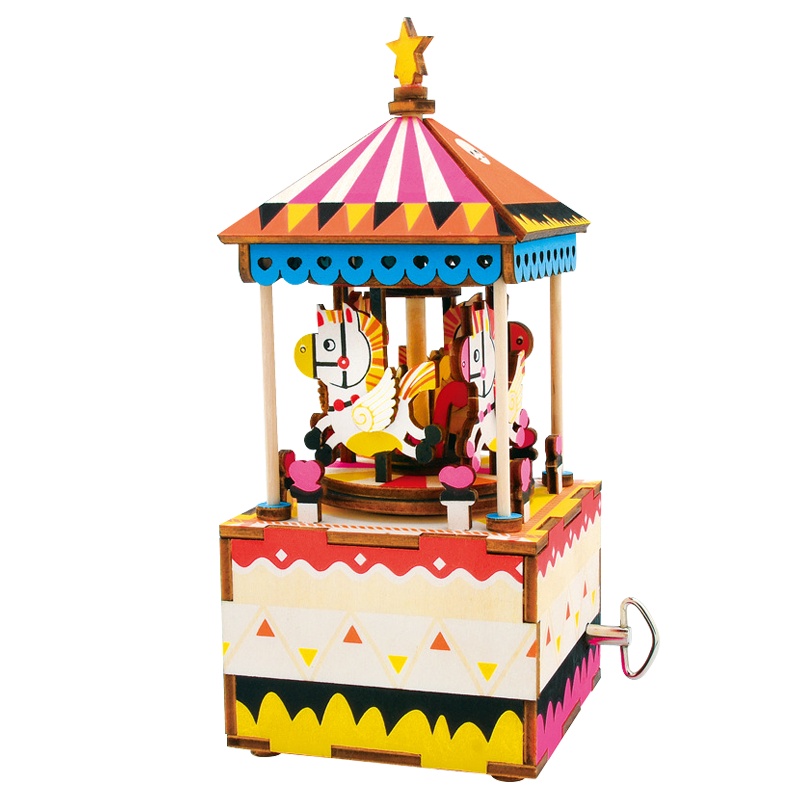 DIY手工木质八音盒 XTL137 旋转木马音乐盒 创意款家居摆件3d立体拼图 (个)
