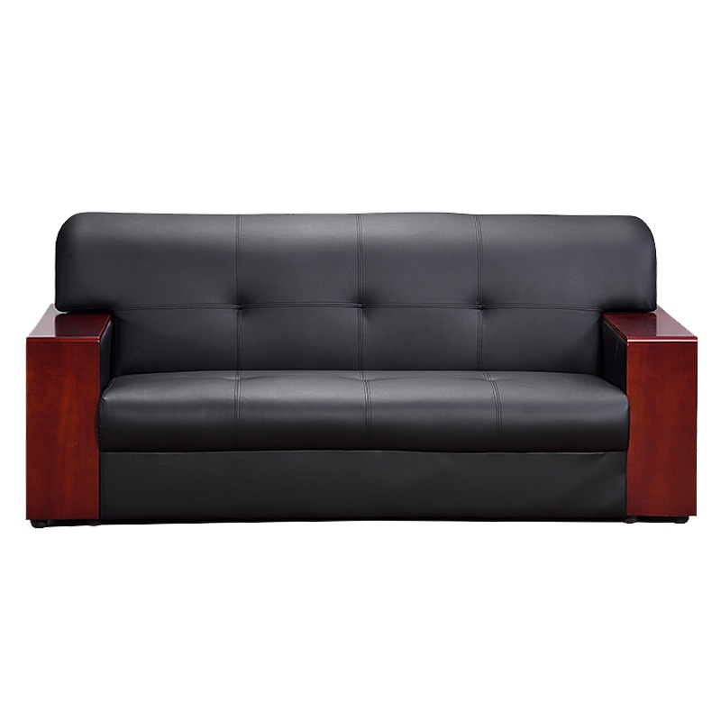 瑞丰杰 西皮三人位沙发RJ-SF043 接待沙发 红棕色、胡桃色