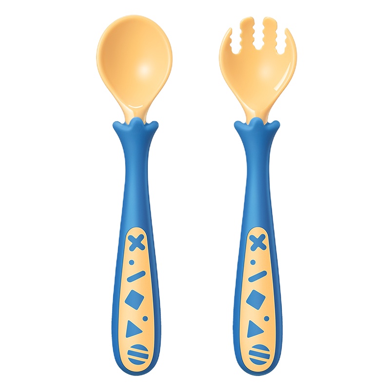 小熊电器（bear）宝宝学吃饭训练勺子婴儿辅食弯头叉勺可弯曲辅食餐具饭勺套装MW-C0049