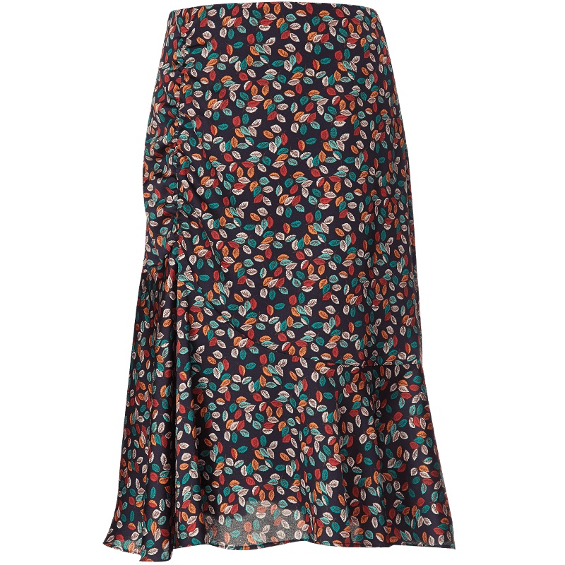 欧昵雪夏季修身显瘦包臀荷叶边鱼尾裙女高腰碎花半身裙子