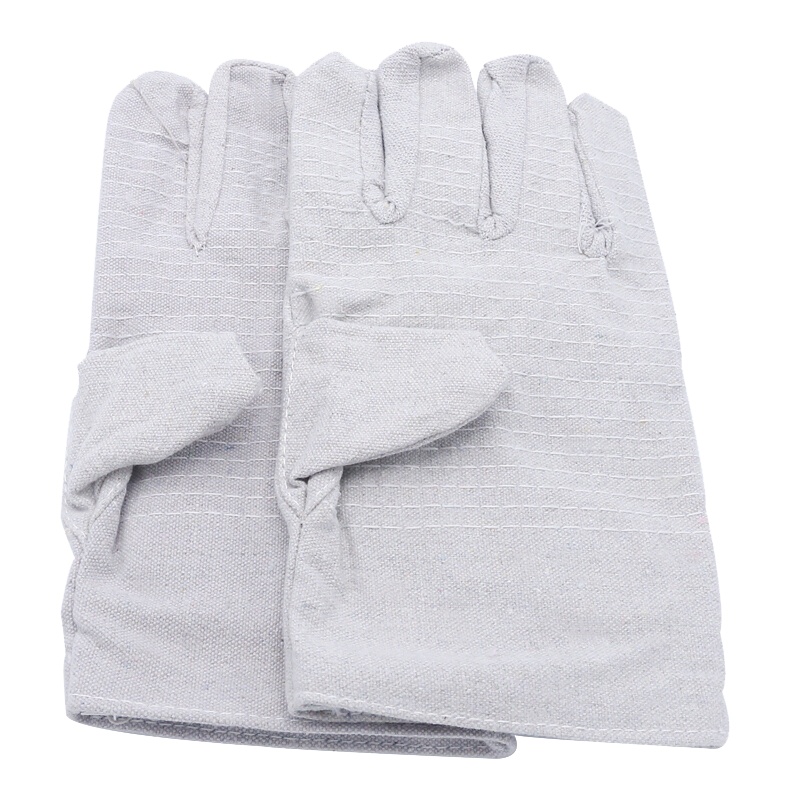 10付装帆布劳保手套防滑双层耐磨抗撕裂防刺工地施工手套作业防护