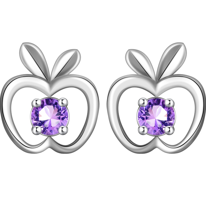 石头记 俏佳人 天然紫水晶耳环耳饰紫晶耳钉耳环流行饰品情人节礼物