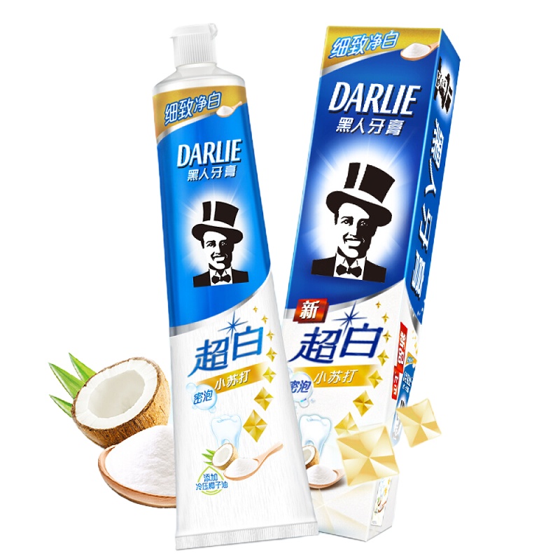 黑人(DARLIE)超白密泡小苏打美白牙膏140g去牙渍 去黄牙