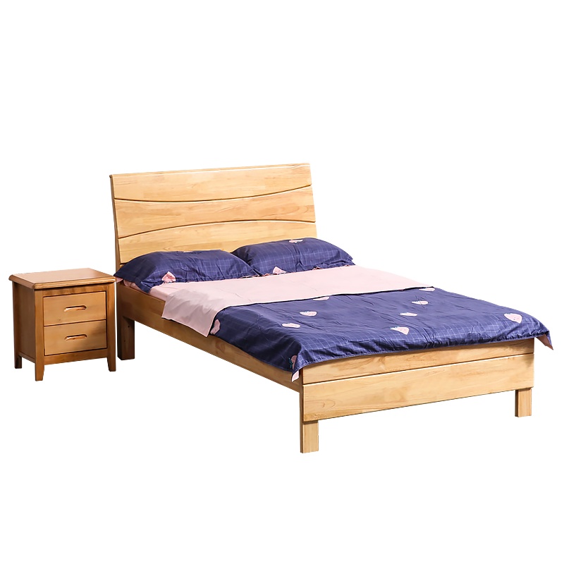[红心家居]实木床1.5米双人床现代中式卧室实木床带床头柜