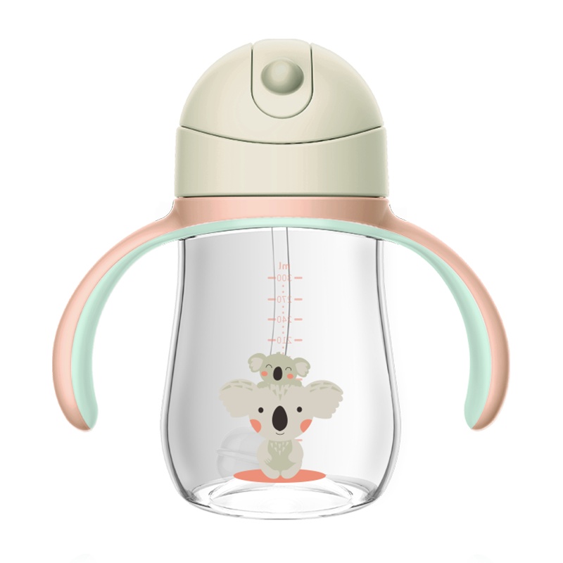 MillyMally 儿童学饮杯婴幼儿宝宝喝水吸管水杯子Tritan带手柄重力球 考拉.淡藻绿