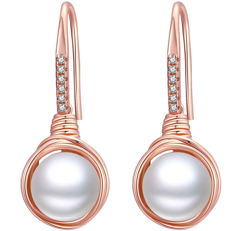 佰色传情淡水珍珠名媛耳环女韩国网红气质长款耳坠复古简约耳饰