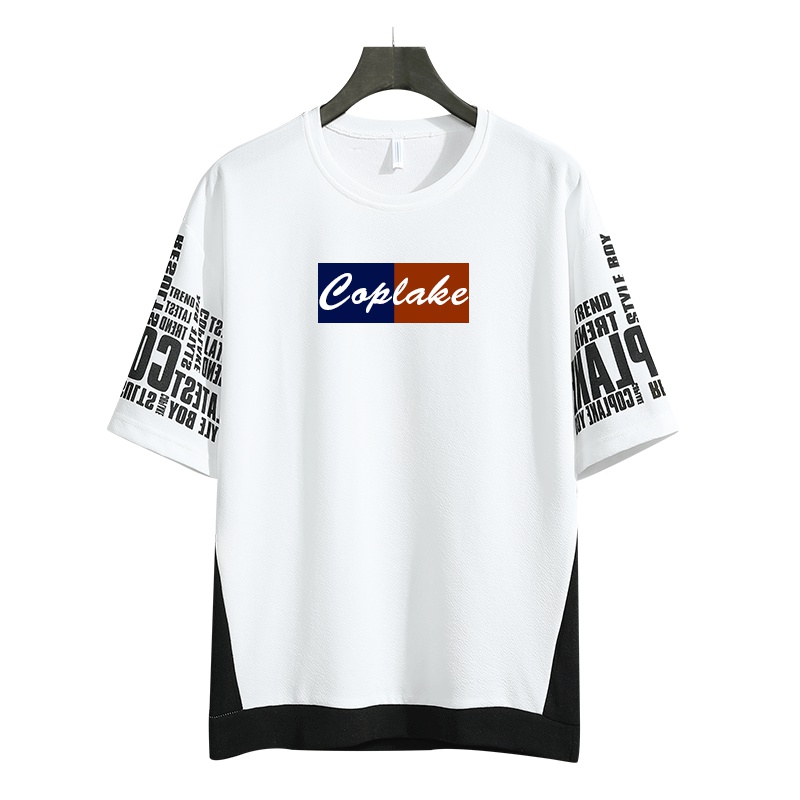 IKOPPOI 2019夏季新款男士短袖t恤宽松五分袖上衣印花潮牌 TX919-19