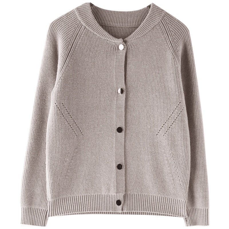 班俏BANQIAO针织衫女2023春秋装新款韩版长袖短款开衫毛衣外套宽松圆领时尚上衣