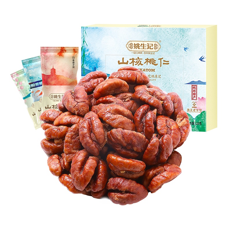 [姚生记]杭州特产山核桃仁120g伴手礼西湖十二景礼盒送人坚果烘焙休闲零食礼盒装
