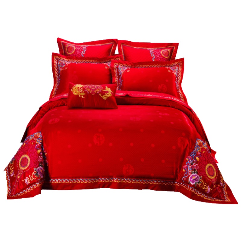 维科家纺提花婚庆套件1.8米床婚庆九件套多件套床上套件结婚套件