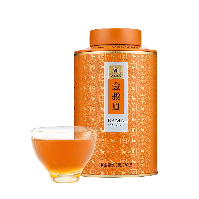 八马茶叶 百福系列 武夷高山特级红茶武夷金骏眉 罐装80g