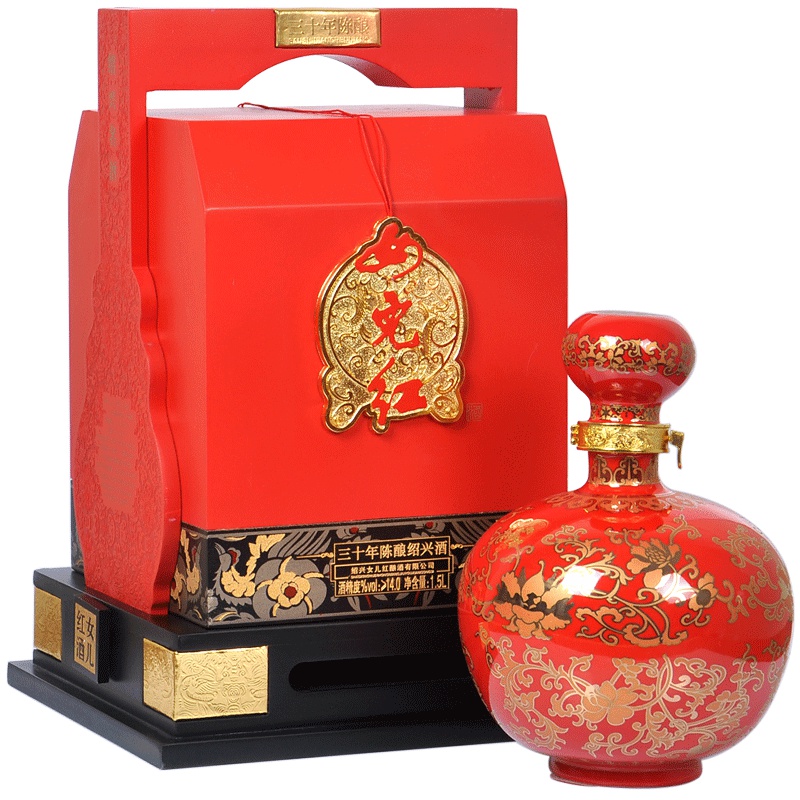 女儿红黄酒三十年中国红商务礼盒酒1.5L