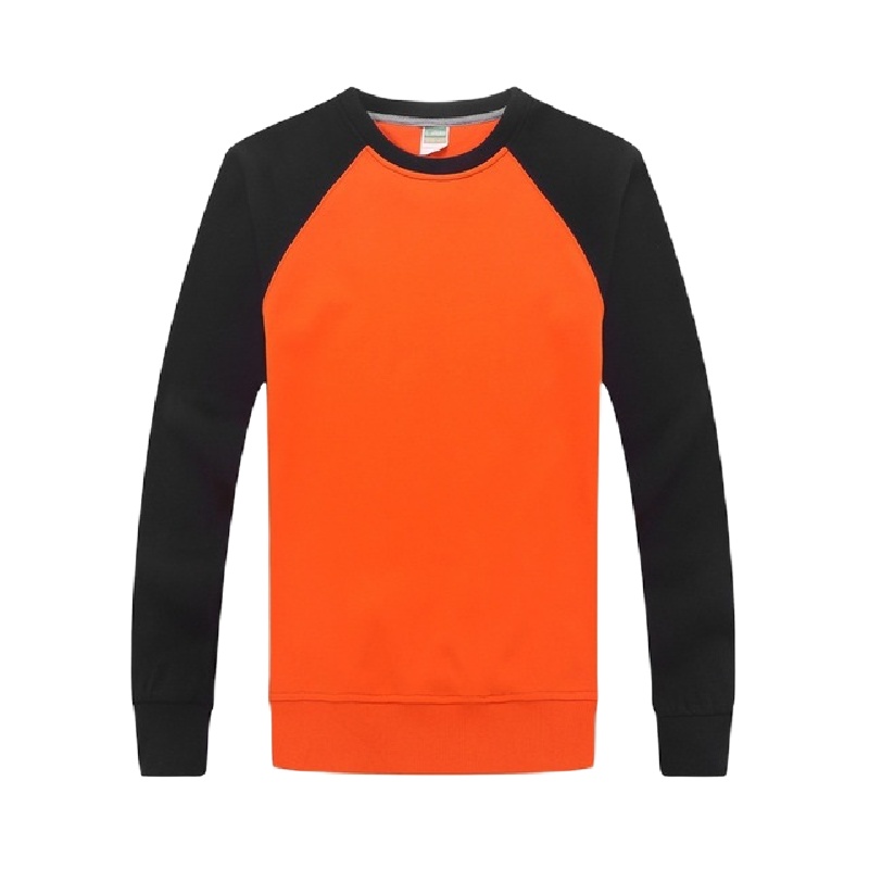 秋冬新款拼色加绒圆领套头长袖卫衣